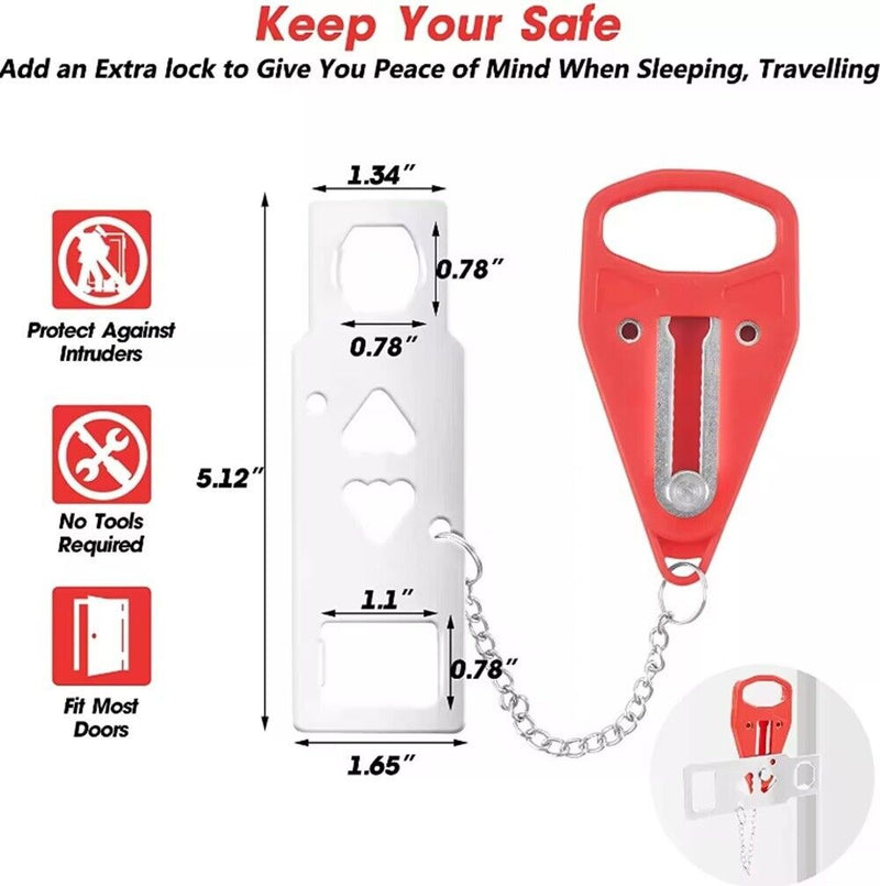 2 Portable Door Lock, Home Security Travel Lock, Safety & Privacy Lockdown Lock