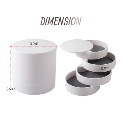 Jewelry Organizer 4 Layer Rotatable Small Storage Box Earring Holder Tray, White