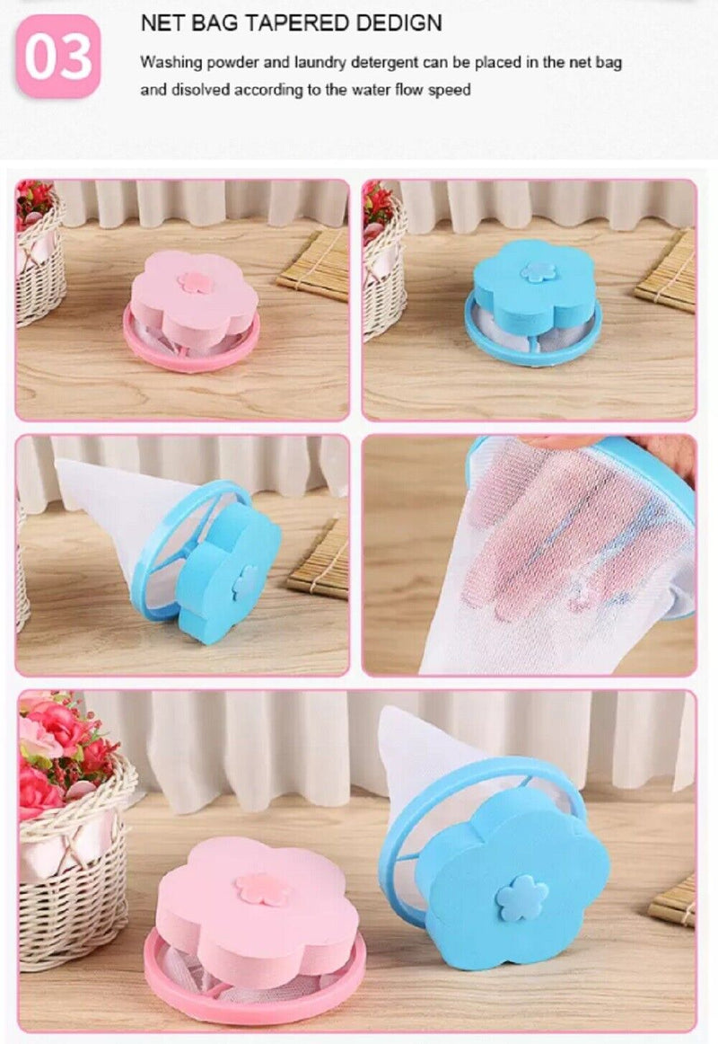 2 Piece Reusable Laundry Lint & Pet Hair Remover - Floating Mesh Bag Catcher