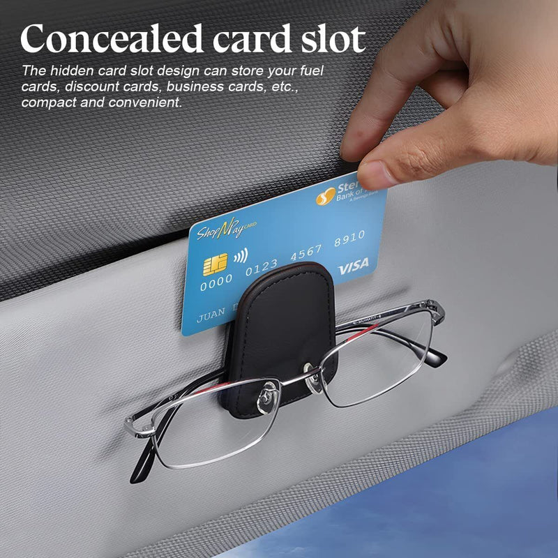 Car Magnetic Leather Sunglasses Holder for Car Sun Visor Eyeglass Hanger Clip US