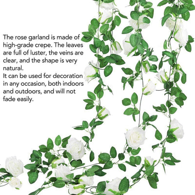 6Pcs Garland Wall Silk Artificial Hanging Rose Flowers Vine Wedding Decor 7.5 Ft