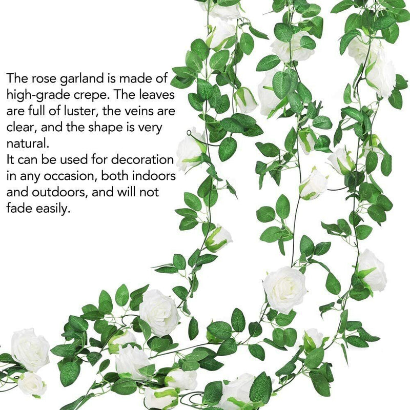6Pcs Garland Wall Silk Artificial Hanging Rose Flowers Vine Wedding Decor 7.5 Ft