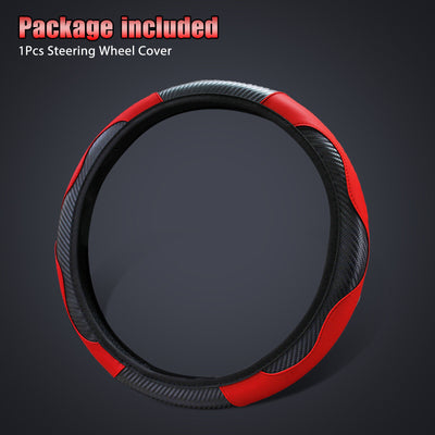 Universal 15''/38Cm Leather Car Steering Wheel Cover Anti-Slip Accessories Black
