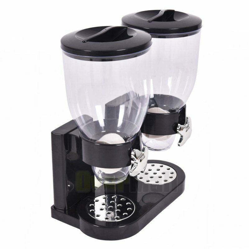Double Two Cereal Storage Dispenser Kitchen Pantry Rice Grain Dry Food Container