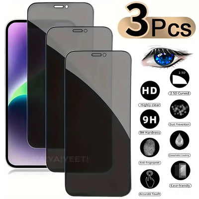 3X For iPhone 15 Pro Max Anti Spy Privacy Tempered Glass Screen Protector