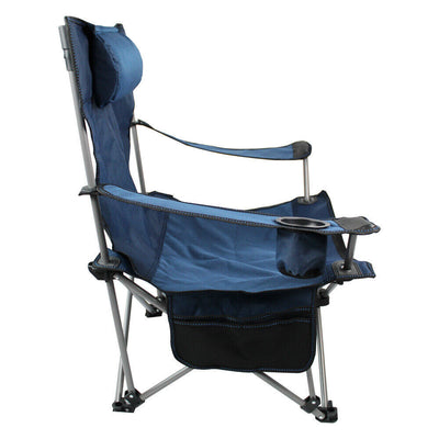 Oversized Camping Chair Outdoor Heavy Duty Folding Chair W/ Cup Holder & Pillow