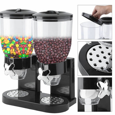 Double Two Cereal Storage Dispenser Kitchen Pantry Rice Grain Dry Food Container