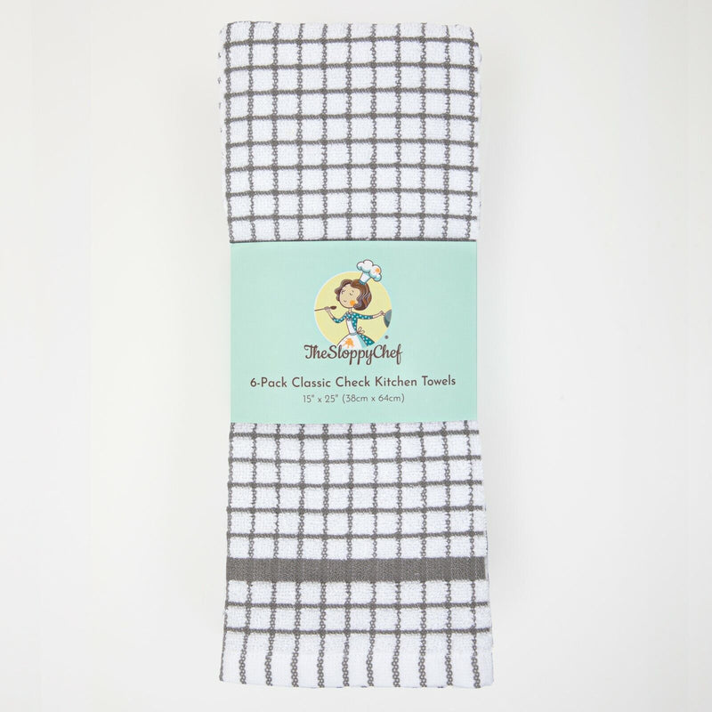 Checkered Kitchen Towels (Pack of 6), 15X25 in - Color Options, Absorbent Cotton