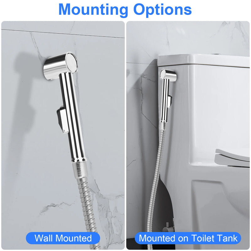 Toilet Shattaf Adapter Hose Bidet Sprayer Stainless Steel Handheld Shower Head