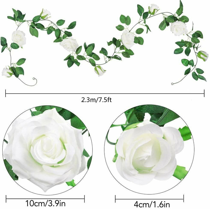 6Pcs Garland Wall Silk Artificial Hanging Rose Flowers Vine Wedding Decor 7.5 Ft