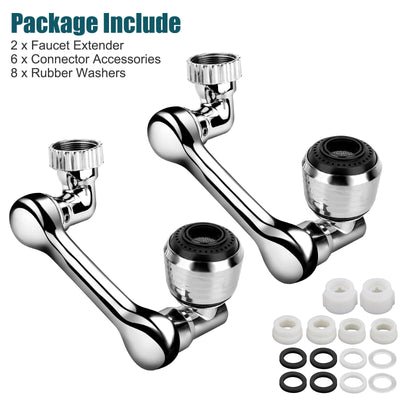 2 Pcs Universal 1080° Swivel Extension Faucet Aerator Rotate Robotic Arm Extend