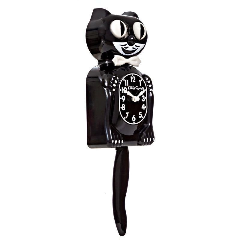 BLACK KITTY CAT CLOCK (3/4 Size) 12.75" Free Battery MADE in USA Kit-Cat Klock