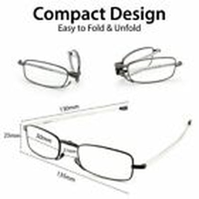 Metal Compact Folding Anti-Blue Light Reading Glasses with Carrying Case