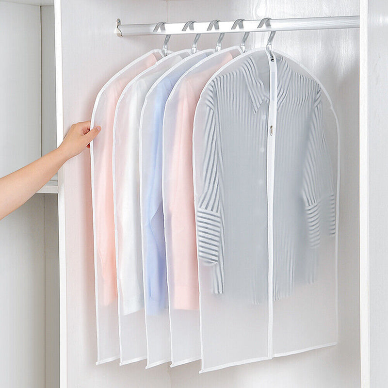 5 Pcs Garment Bag Travel Suit Dress Storage Clear Cover Full Zipper Coat Carrier