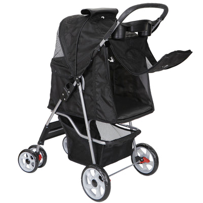 Dual Entry Folding Dog Stroller Travel Pet Carrier