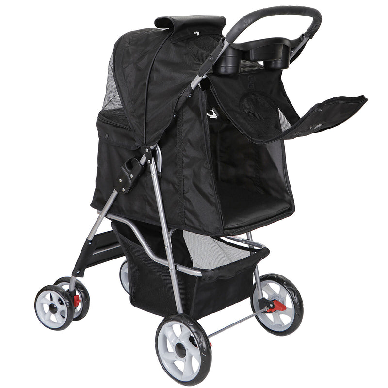 Dual Entry Folding Dog Stroller Travel Pet Carrier