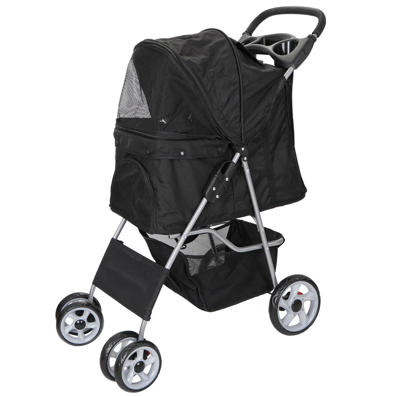 Dual Entry Folding Dog Stroller Travel Pet Carrier