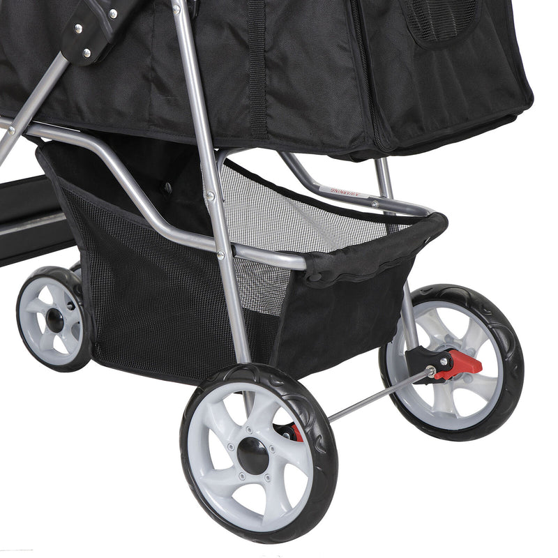 Dual Entry Folding Dog Stroller Travel Pet Carrier