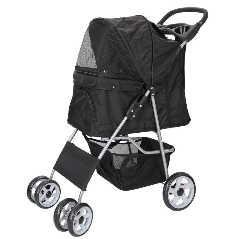 Dual Entry Folding Dog Stroller Travel Pet Carrier
