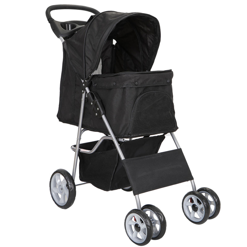 Dual Entry Folding Dog Stroller Travel Pet Carrier
