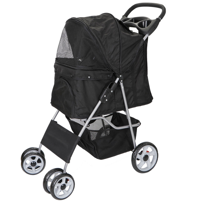Dual Entry Folding Dog Stroller Travel Pet Carrier
