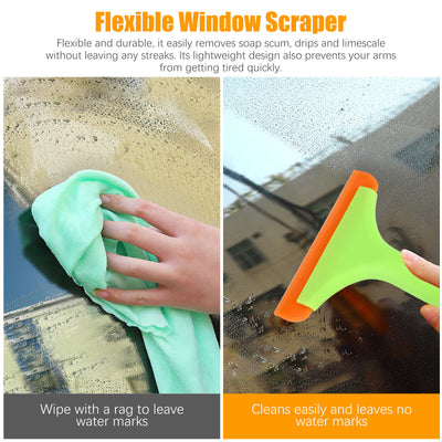 Silicone Squeegee Cleaners for Windows Showers and Car Glass Set of 2 