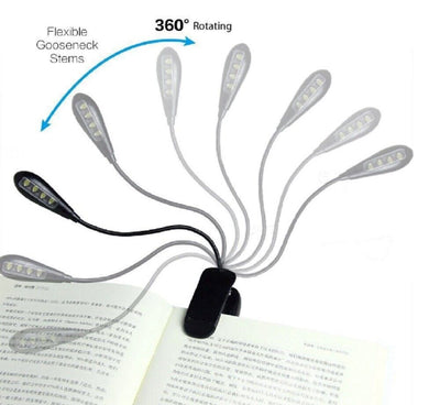 Flexible Clip-On LED Light Lamp - for Book Reading Tablet Laptop PC Ereader