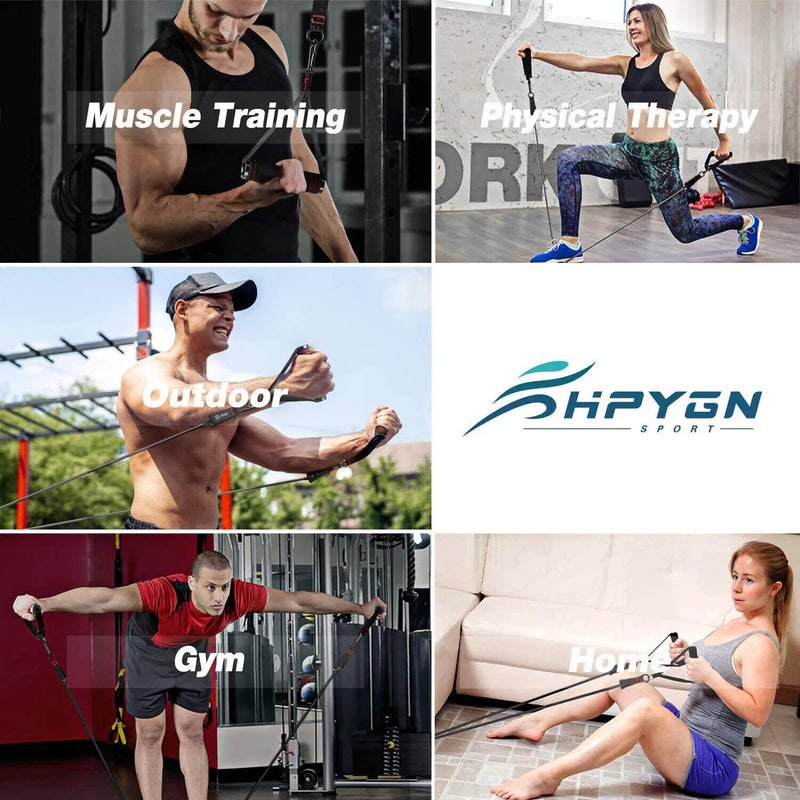 11-PCS Resistance Band Set Yoga Pilates Abs Exercise Fitness Tube Workout Bands