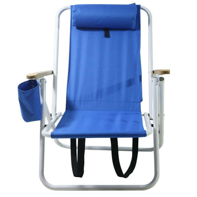 Beach Chair Folding Portable Chair Blue Solid Construction with Cup Holder
