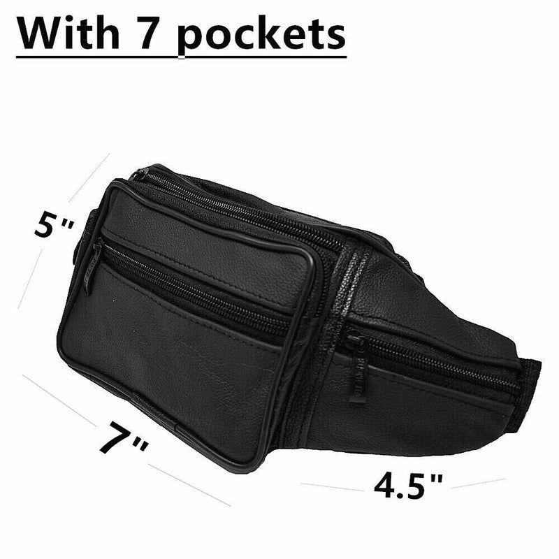 Genuine Leather Black Fanny Pack Stylish Waist Bag for Travel, Purse, and Hip Belt Carry On