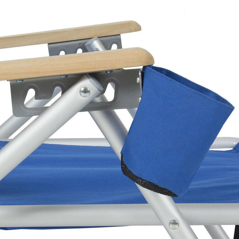 Beach Chair Folding Portable Chair Blue Solid Construction with Cup Holder