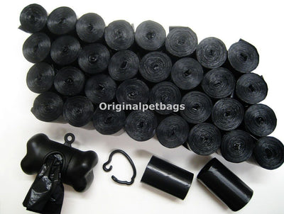 Dog Waste Poop Bags 1012 Scented Black Coreless with Free Dispenser
