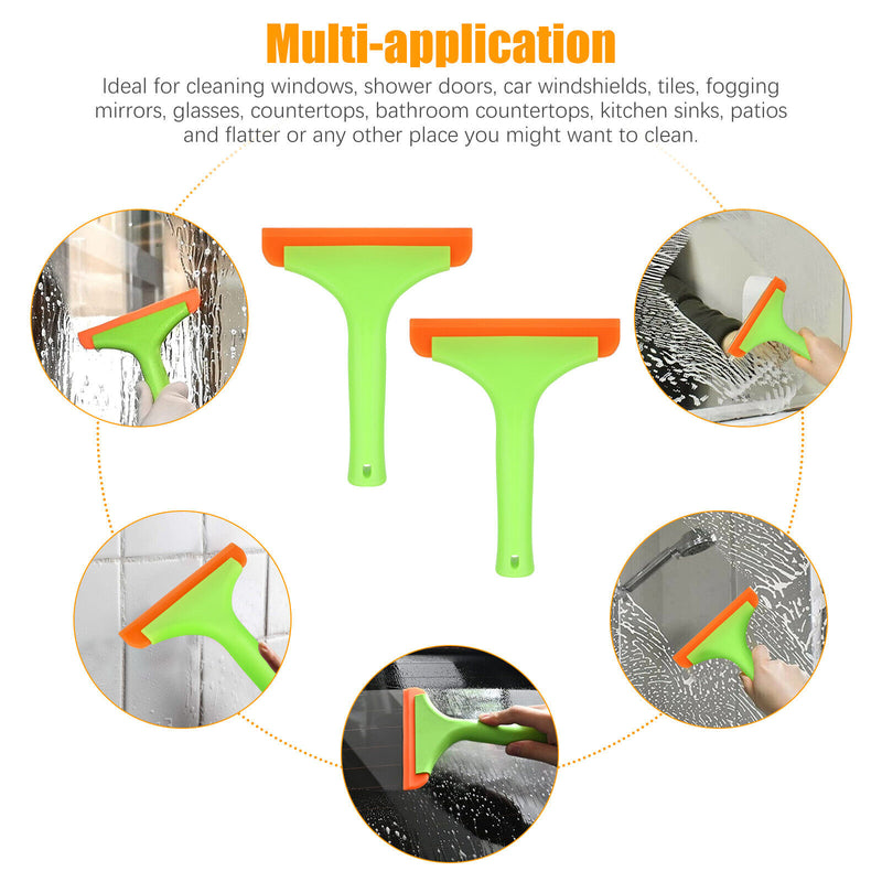 Silicone Squeegee Cleaners for Windows Showers and Car Glass Set of 2 