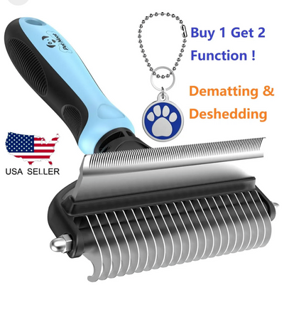 2 Side Dog Brush for Shedding Dematting Pet Grooming Cat Hair Undercoat Rake Comb