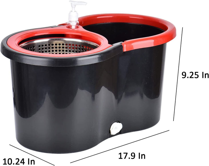 Rotating Head Easy Spin Dry Floor Mop Bucket with 3x Head Microfiber Spinning
