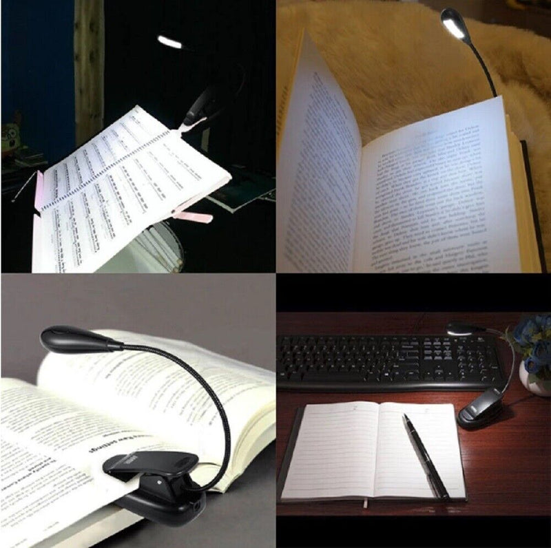 Flexible Clip-On LED Light Lamp - for Book Reading Tablet Laptop PC Ereader