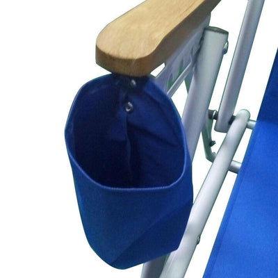 Beach Chair Folding Portable Chair Blue Solid Construction with Cup Holder