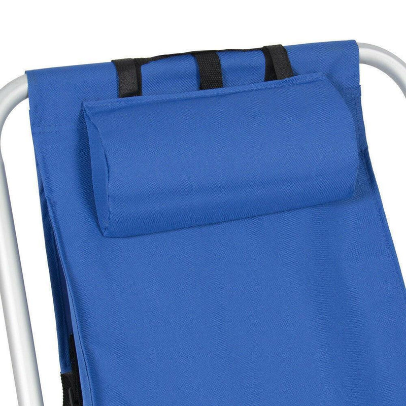 Beach Chair Folding Portable Chair Blue Solid Construction with Cup Holder