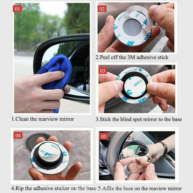360° Wide Angle Blind Spot Mirror Auto Convex Rear Side View For Car Truck 2Pcs