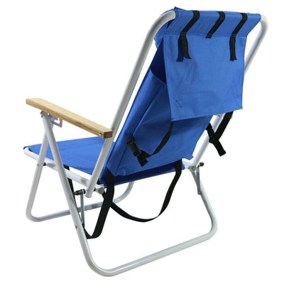 Beach Chair Folding Portable Chair Blue Solid Construction with Cup Holder