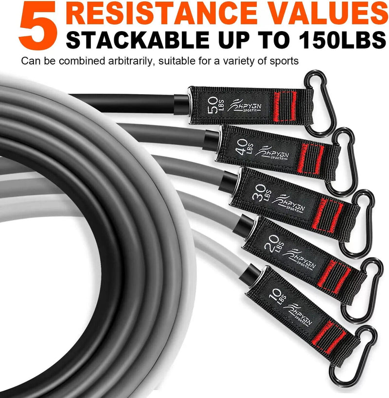 11-PCS Resistance Band Set Yoga Pilates Abs Exercise Fitness Tube Workout Bands