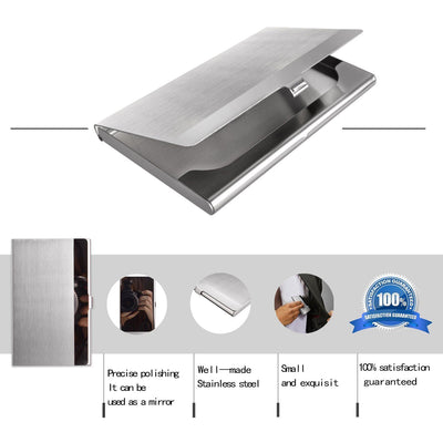 Stainless Steel Card Holder Case - Pocket Metal Wallet for Business, ID, Credit