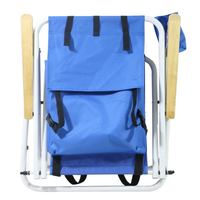 Beach Chair Folding Portable Chair Blue Solid Construction with Cup Holder