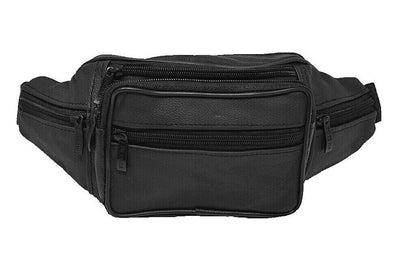Genuine Leather Black Fanny Pack Stylish Waist Bag for Travel, Purse, and Hip Belt Carry On