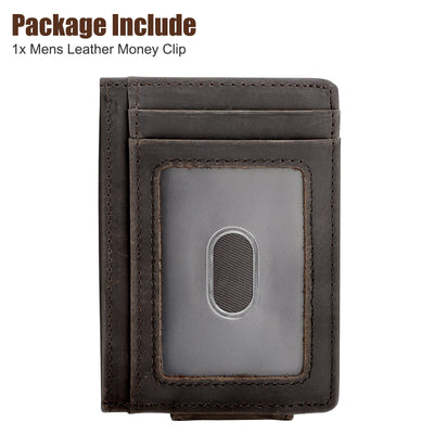 Men Leather Magnetic Front Pocket Wallet Money Clip Slim ID Credit Card Holder