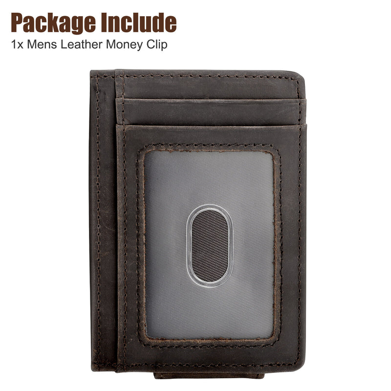 Men Leather Magnetic Front Pocket Wallet Money Clip Slim ID Credit Card Holder