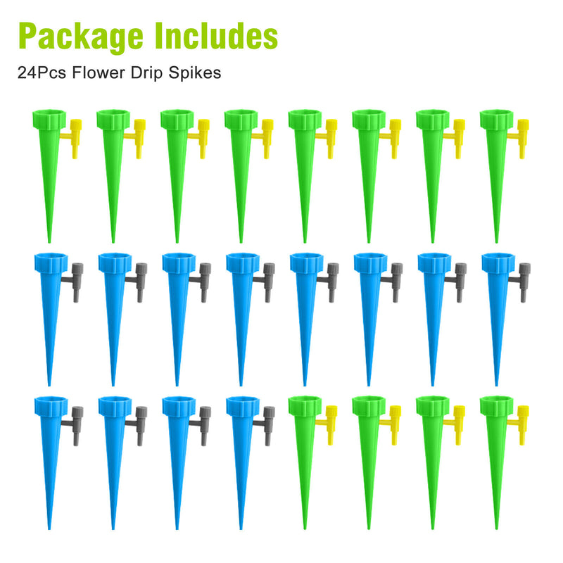 24Pcs Self Watering Spikes Automatic Irrigation Watering Drip System for Plants