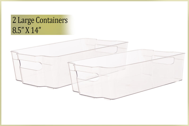 Fridge Organizer Bins Stackable Fridge Storage Containers 6 Piece with Bonus Magnetic Whiteboard