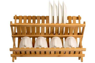Wooden Dish Drying Rack Collapsible Compact Dish Rack Bamboo Dish Drainer