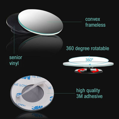 360° Wide Angle Blind Spot Mirror Auto Convex Rear Side View For Car Truck 2Pcs